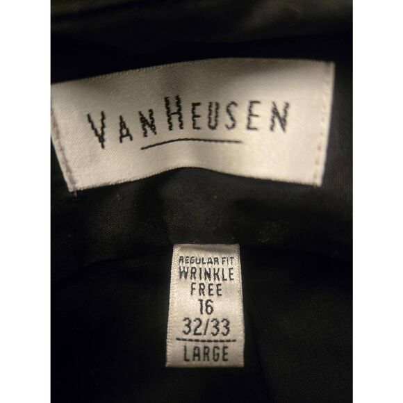 Van Heusen Mens Size 16 32/33 Black Poplin Dress Shirt - Picture 6 of 6